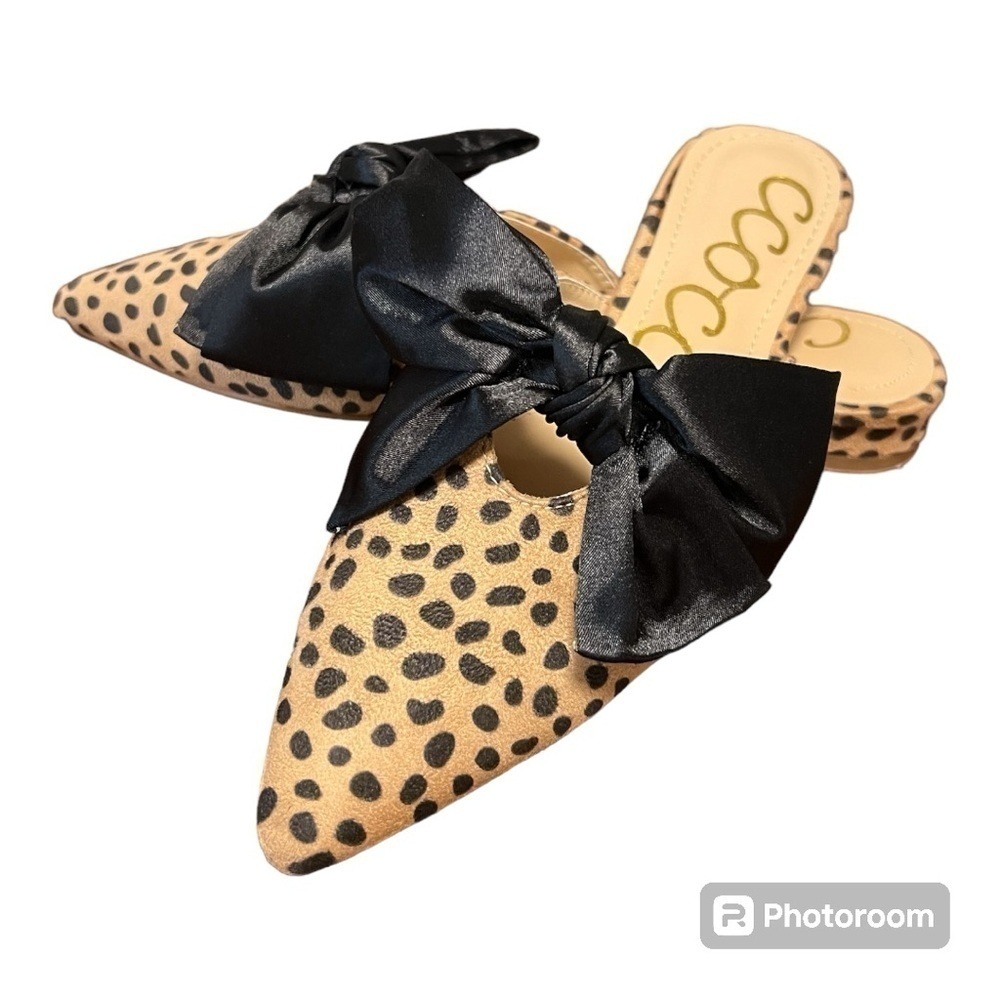 CCOCCI Valerie Leopard Flats with black bow Size 7.5 NWOT Women - Picture 2 of 12
